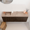 Mondiaz JOYA-DLUX 100cm toiletmeubel - kleur Walnut - Wastafel FAYE positie Links 1 kraangat kleur Arena. SW1424336