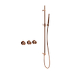 Fortifura Nebbio Ensemble combiné bain - mitigeur thermostatique - barre de glissement avec coude mural intégré - flexible de douche lisse - douchette à main sur barre - Remplissage-vidage de baignoire - cuivre brossé PVD (cuivre) SW1238069