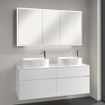Villeroy & Boch My View Now armoire de toilette - avec 3 portes avec éclairage LED et éclairage de lavabo 140x75x16.8cm - avec interrupteur marche/arrêt SW701121