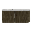 Mondiaz JOYA-DLUX 91.6cm meuble de toilette - arrondi droit couleur Shadow - Vasque FAYE position Gauche Sans trou de robinet couleur Glace. SW1422781