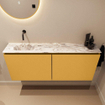 MONDIAZ TURE-DLUX meuble WC 120 cm Ocher. EDEN lavabo Glace position gauche. Sans trou de robinet. SW1103399