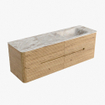 Mondiaz CIRO-DLUX Badkamermeubelset - 150x45x50cm - Solid surface wastafel Frappe - 1 wasbak Rechts - 1 kraangat - 4 lades - Oak SW1530880