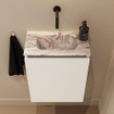 MONDIAZ TURE-DLUX meuble de WC 40 cm Talc. EDEN lavabo Glace position milieu. Sans trou de robinet. SW1103093