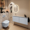 MONDIAZ TURE-DLUX Meuble toilette - 120cm - Clay - EDEN - vasque Glace - position gauche - sans trou de robinet SW1103227