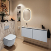 MONDIAZ TURE-DLUX meuble WC 120 cm Clay. Lavabo EDEN Glace position gauche. Sans trou de robinet. SW1103227