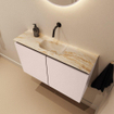 MONDIAZ TURE-DLUX Meuble toilette - 80cm - Rosee - EDEN - vasque Frappe - position centrale - sans trou de robinet SW1102951
