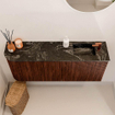 Mondiaz JOYA-DLUX 101.6cm meuble de salle de bains - arrondi gauche couleur Ruby - Vasque FAYE position Droite 1 trou de robinet couleur Lava. SW1423666