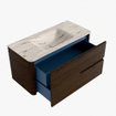 Mondiaz CIRO-DLUX Meuble de salle de bains - 100x45x50cm - Plan-vasque solid surface Nata - 1 lavabo milieu - 1 trou de robinetterie - 2 tiroirs - Noyer SW1530621