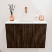 Mondiaz JOYA 60cm toiletmeubel - kleur Walnut - Wastafel FAYE positie Midden Zonder kraangat kleur Talc. SW1245062
