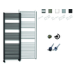 Sanicare radiateur électrique design 172 x 60 cm 1127 watts thermostat chrome en bas à gauche blanc SW890921