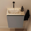 MONDIAZ TURE-DLUX Meuble toilette - 40cm - Smoke - EDEN - vasque Frappe - position gauche - sans trou de robinet SW1103023