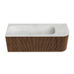 MONDIAZ KURVE-DLUX 125cm Meuble salle de bain avec module 25 D - couleur Walnut - 1 tiroir - 1 porte - vasque BIG MEDIUM gauche - 1 trou de robinet - couleur Opalo SW1137662