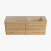 Mondiaz CIRO-DLUX Badkamermeubelset - 140x45x50cm - Solid surface wastafel Saba - 1 wasbak Rechts - 1 kraangat - 4 lades - Oak SW1531198