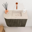 Mondiaz JOYA-DLUX 51.6cm toiletmeubel - ronding links kleur Shadow - Wastafel FAYE positie Rechts Zonder kraangat kleur Frappe. SW1422704