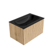 MONDIAZ KURVE 70cm Meuble salle de bain - couleur Oak - 1 tiroir - vasque BIG SMALL centre - sans trous de robinet - Urban SW1138360