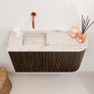 Mondiaz JOYA-DLUX 71.6cm toiletmeubel - ronding rechts kleur Walnut - Wastafel FAYE positie Links Zonder kraangat kleur Nata. SW1424515