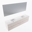 Mondiaz Vica ensemble de meuble de salle de bain - 190cm - meuble sous vasque en aggloméré - 4 tiroirs - lavabo moon double - sans trous de robinet - couleur talc - miroir LED - version XL 60cm de haut SW1091512