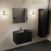 Mondiaz AIVY Ensemble de meuble - 80x45x50cm - 1 trou de robinet - 1 vasque Urban Solid surface - Centre - 2 tiroirs - avec miroir - MDF Urban SW892191