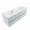 Mondiaz VICA-DLUX ensemble de meuble de salle de bain - 130cm - meuble sous-vasque argile - 4 tiroirs - lavabo encastré nuage double - 2 trous de robinet - version haute de 60cm - opalo SW1086551