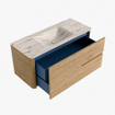 Mondiaz CIRO-DLUX Badkamermeubelset - 110x45x50cm - Solid surface wastafel Nata - 1 wasbak Midden - 1 kraangat - 2 lades - Oak SW1531443