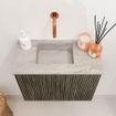 Mondiaz JOYA-DLUX Meuble de toilette 50cm - couleur Shadow - Vasque FAYE position Gauche Sans trou de robinet couleur Glace SW1422745