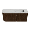 Mondiaz JOYA-DLUX Meuble de salle de bains - 91,6cm - arrondi gauche couleur Walnut - Vasque FAYE position droite Sans trou de robinet couleur Opalo SW1422570