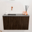 Mondiaz JOYA-DLUX 70cm toiletmeubel - kleur Walnut - Wastafel FAYE positie Links Zonder kraangat kleur Sombra. SW1424720