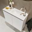 MONDIAZ TURE Kit lave-mains - 60x23x50cm - 1 trou de robinet - 2 portes - talc mat - Lavabo à droite - Solid Surface Blanc SW474892