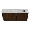 Mondiaz JOYA-DLUX 101.6cm toiletmeubel - ronding links kleur Walnut - Wastafel FAYE positie Rechts Zonder kraangat kleur Glace. SW1422453