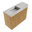 Mondiaz JOYA-DLUX Meuble de salle de bains 61,6cm - arrondi droit couleur Chêne - Vasque FAYE position Gauche Sans trou de robinet couleur Glace SW1422010