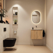 MONDIAZ TURE-DLUX Meuble toilette - 60cm - Washed Oak - EDEN - vasque Ostra - position centrale - sans trou de robinet SW1105114
