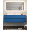 Mondiaz VICA ensemble de meuble de salle de bain - 150cm - meuble sous-vasque jeans - 2 tiroirs - lavabo cloud milieu - 1 trou de robinet - miroir LED - version XL 60cm haut SW1098253