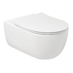 Plieger kansas WC suspendu avec chasse d'eau profonde 36x54,5cm comprenant un siège de toilette mince à fermeture souple et un dispositif de levage blanc mat. SW499698