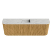 Mondiaz JOYA-DLUX Meuble WC 123,2 cm - arrondi à gauche et à droite couleur Chêne - Lavabo FAYE position Centrale Sans trou de robinet couleur Opalo. SW1422186