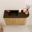 Mondiaz JOYA 61.6cm toiletmeubel - ronding rechts kleur Oak - Wastafel FAYE positie Links 1 kraangat kleur Urban. SW1421197