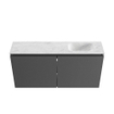 MONDIAZ TURE-DLUX 100cm toiletmeubel Dark Grey. EDEN wastafel Opalo positie rechts. Met 1 kraangat. SW1104307