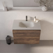 BRAUER Dune Medium Wastafel - 80cm - 1 wasbak - 1 kraangat - sintered stone - Ivory Travertin SW1477945