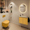 MONDIAZ TURE-DLUX Meuble toilette - 60cm - Ocher - EDEN - vasque Ostra - position centrale - sans trou de robinet SW1105208