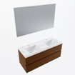 Mondiaz VICA ensemble de meuble de salle de bain - 120cm - meuble sous-vasque repos - 4 tiroirs - lavabo denia double - 2 trous de robinet - couleur Blanc Brillant - miroir LED - version XL 60cm de haut SW1091983