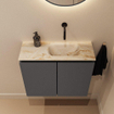 MONDIAZ TURE-DLUX 60cm toiletmeubel Dark Grey. EDEN wastafel Frappe positie rechts. Zonder kraangat. SW1102765