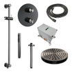 BRAUER Stripe Douche de tête thermostatique encastrée - 3 voies - ronde - SET 45 - pomme de douche 25cm - bras plafond - douchette à main - flexible de douche - barre coulissante intégrée - gunmetal brossé PVD SW1435014
