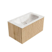 MONDIAZ KURVE-DLUX 80cm Meuble salle de bain - couleur Oak - 1 tiroir - vasque BIG SMALL centre - sans trou de robinet - couleur Frappe SW1137327