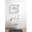 Nemo Go Ensemble de meuble - 60x65x45.5cm - 2 tiroirs - avec poignée - 1 vasque Blanc brillant - 1 trous de robinet - avec armoire toilette - MDF standard white SW911671
