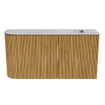 Mondiaz JOYA-DLUX Meuble de toilette 81,6cm - arrondi gauche couleur Chêne - Vasque FAYE position Droite Sans trou de robinet couleur Glace SW1422002