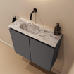 MONDIAZ TURE-DLUX Meuble toilette - 60cm - Dark Grey - EDEN - vasque Glace - position gauche - sans trou de robinet SW1103210