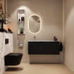 MONDIAZ TURE-DLUX Meuble toilette - 120cm - Urban - EDEN - vasque Glace - position gauche - sans trou de robinet SW1103122