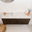 Mondiaz JOYA-DLUX 90cm meuble de salle de bains - couleur Walnut - Vasque FAYE position Gauche 1 trou de robinet couleur Ostra. SW1422635
