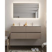 Mondiaz VICA ensemble de meuble de salle de bain - 120cm - meuble sous-vasque fumée - 4 tiroirs - lavabo nuage double - 2 trous de robinet XL version 60cm haut SW1089818