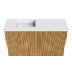 Mondiaz JOYA 70cm toiletmeubel - kleur Oak - Wastafel FAYE positie Links 1 kraangat kleur Talc. SW1421107