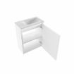 MONDIAZ TURE-DLUX Meuble toilette - 40cm - Talc - EDEN - vasque Opalo - position droite - 1 trou de robinet SW1104097